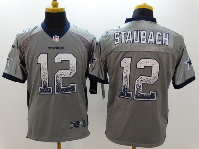 Dallas Cowboys 12 Staubach Drift Fashion Grey Nike Elite Jerseys